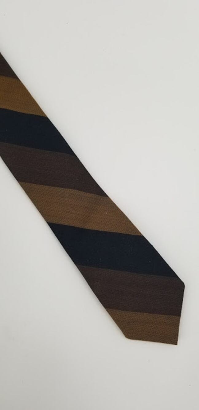 Vintage Snapper Gold Brown Metal Clip On Neck Tie PreTied Easy Wearing No Fuss
